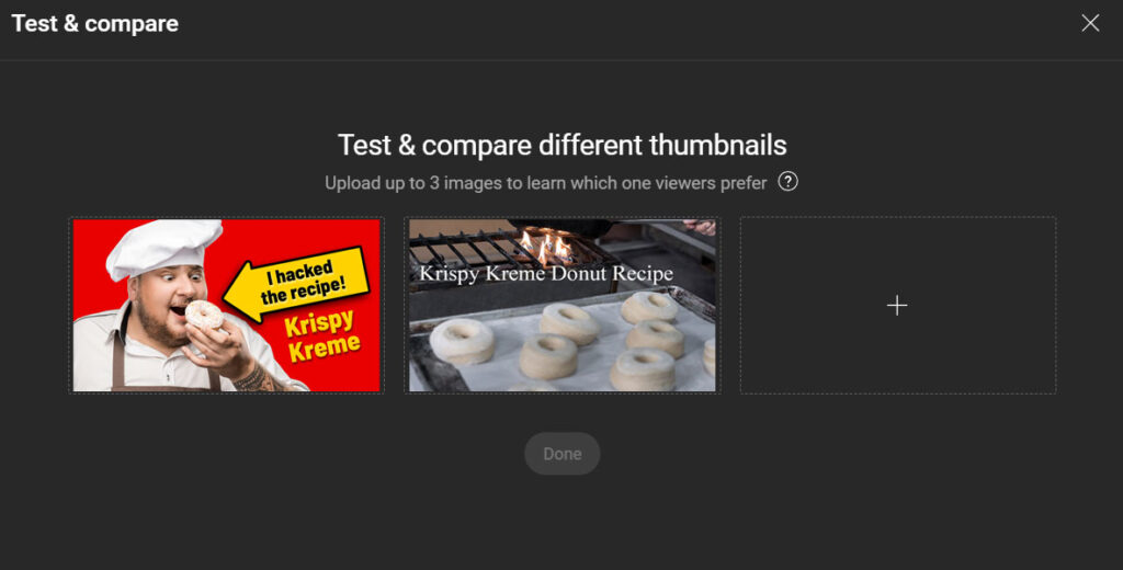 Test Compare Tool: Thumbnails on YouTube